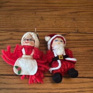Handcrafted Santa and Mrs. Claus Ornaments